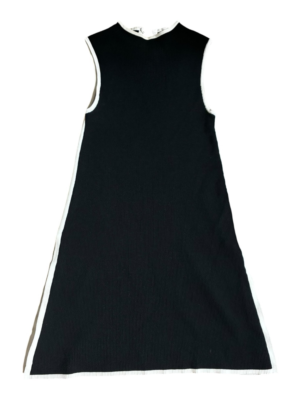 Dissh Ribbed Knit Mini Dress Women’s Sleeveless Black White Contrast